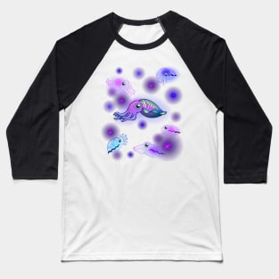 glowing purple cuttlefish under deepsea Baseball T-Shirt